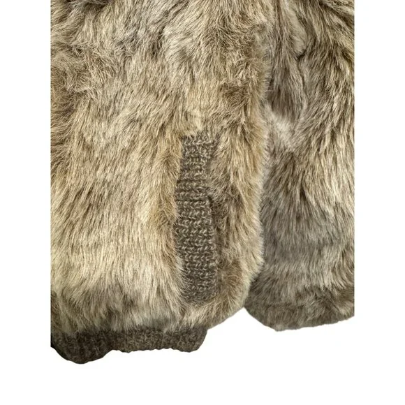 Vintage Monterey Fashions Faux Fur & Knit Womens Jacket Size 14 Tan Beige Made I - Picture 9 of 9